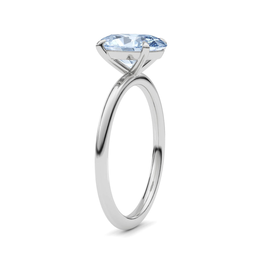 White gold Fancy Blue Oval Cut Diamond Classic Solitaire Engagement Ring
