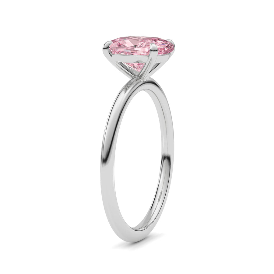 Silver Fancy Pink Pear Cut Diamond Classic Solitaire Engagement Ring