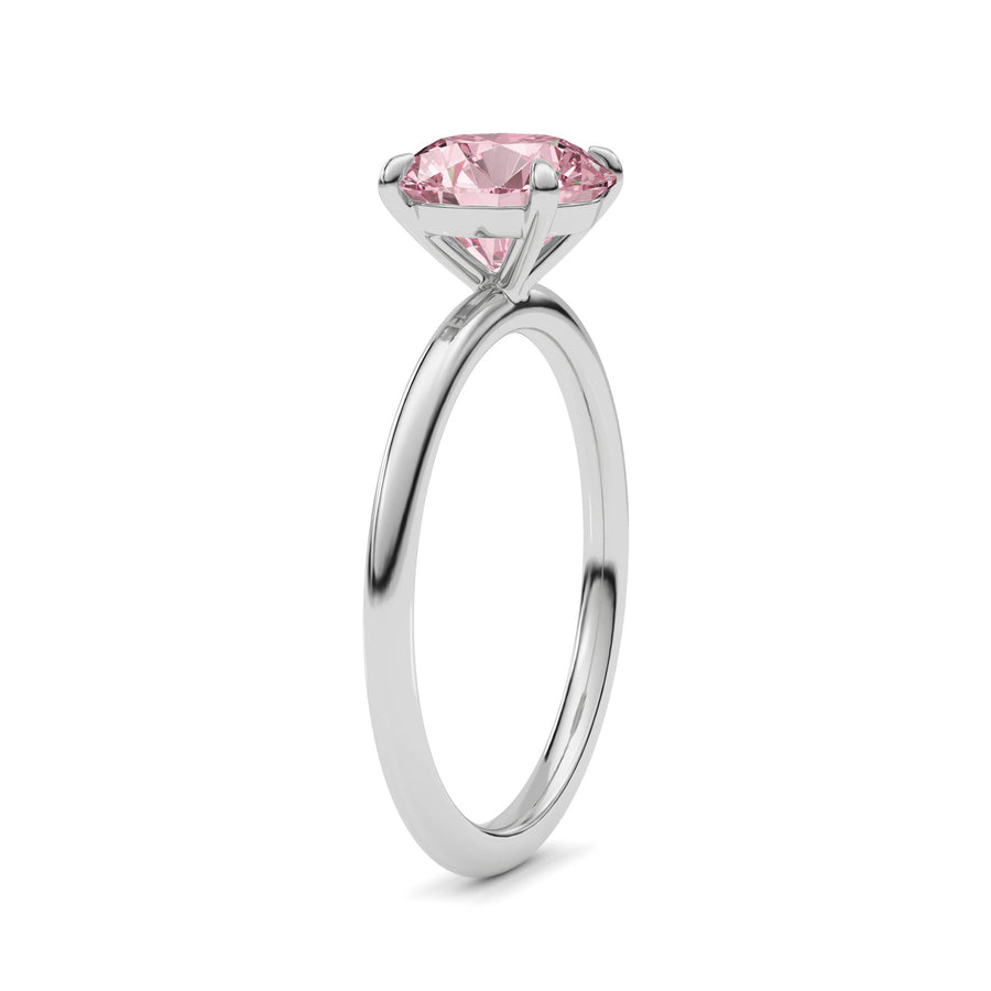 Platinum Fancy Pink Round Cut Diamond Classic Solitaire Engagement Ring