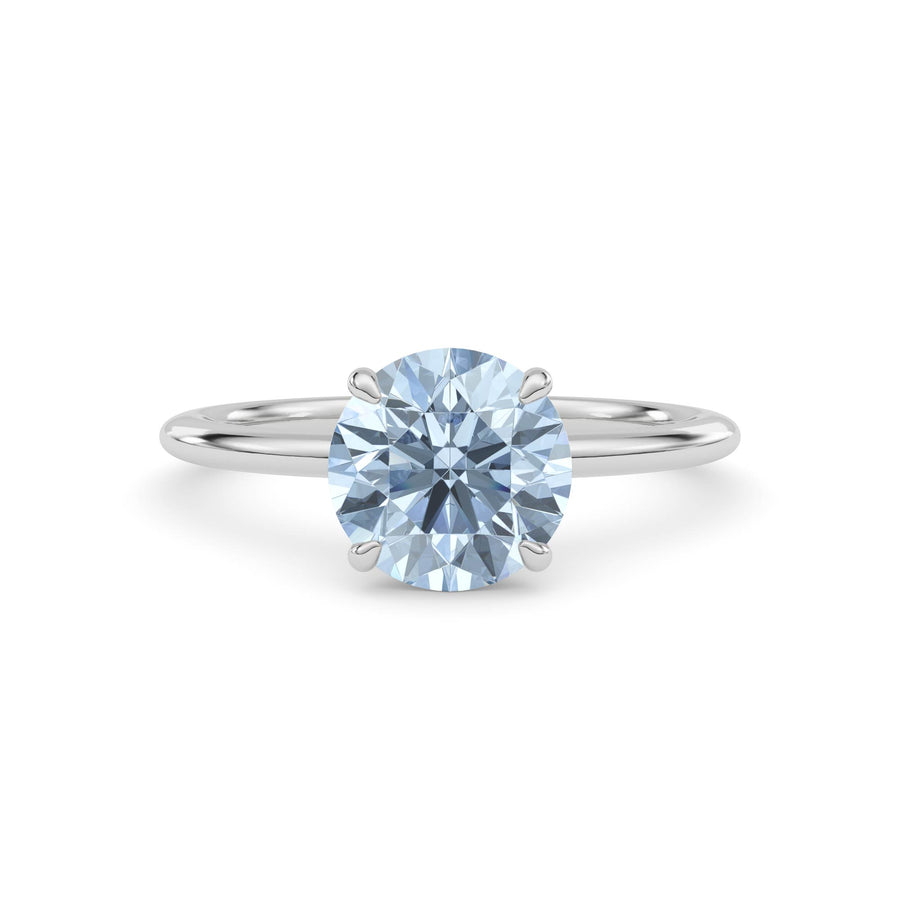 Platinum Fancy Blue Round Cut Diamond Classic Solitaire Engagement Ring