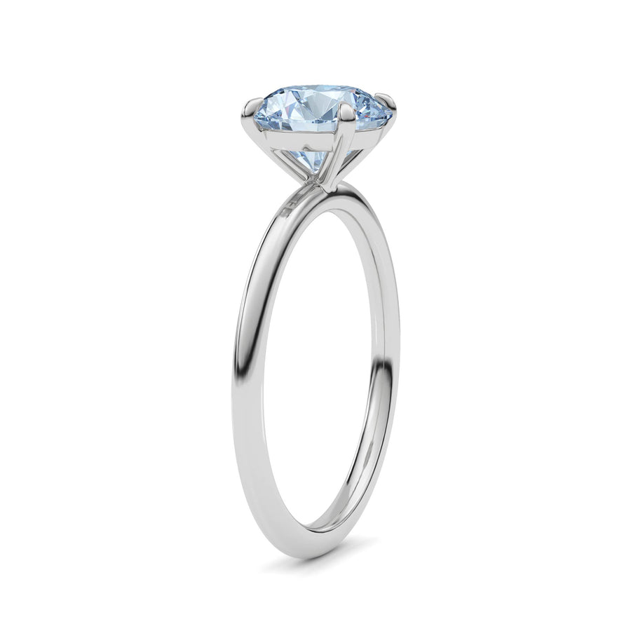 Platinum Fancy Blue Round Cut Diamond Classic Solitaire Engagement Ring