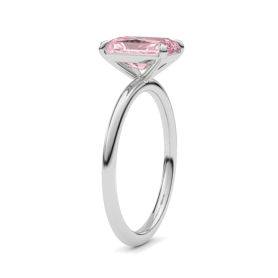 Platinum Fancy Pink Radiant Cut Diamond Classic Solitaire Engagement Ring