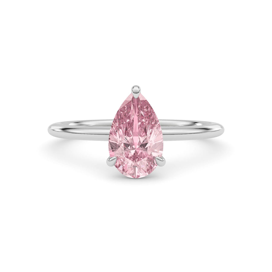 Platinum Fancy Pink Pear Cut Diamond Classic Solitaire Engagement Ring