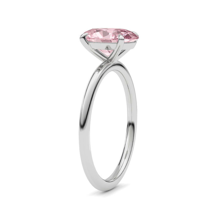 Platinum Fancy Pink Oval Cut Diamond Classic Solitaire Engagement Ring