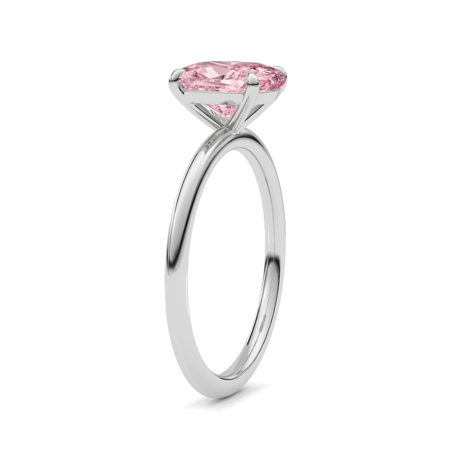 Platinum Fancy Pink Cushion Cut Diamond Classic Solitaire Engagement Ring