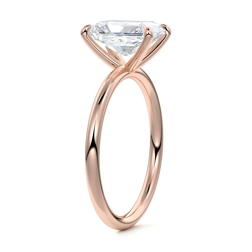 Rose gold Radiant Diamond Solitaire Engagement Ring with Twisted Cathedral Setting