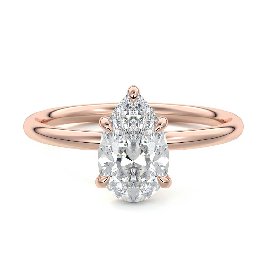 Rose gold Pear Diamond Solitaire Engagement Ring with Twisted Cathedral Setting