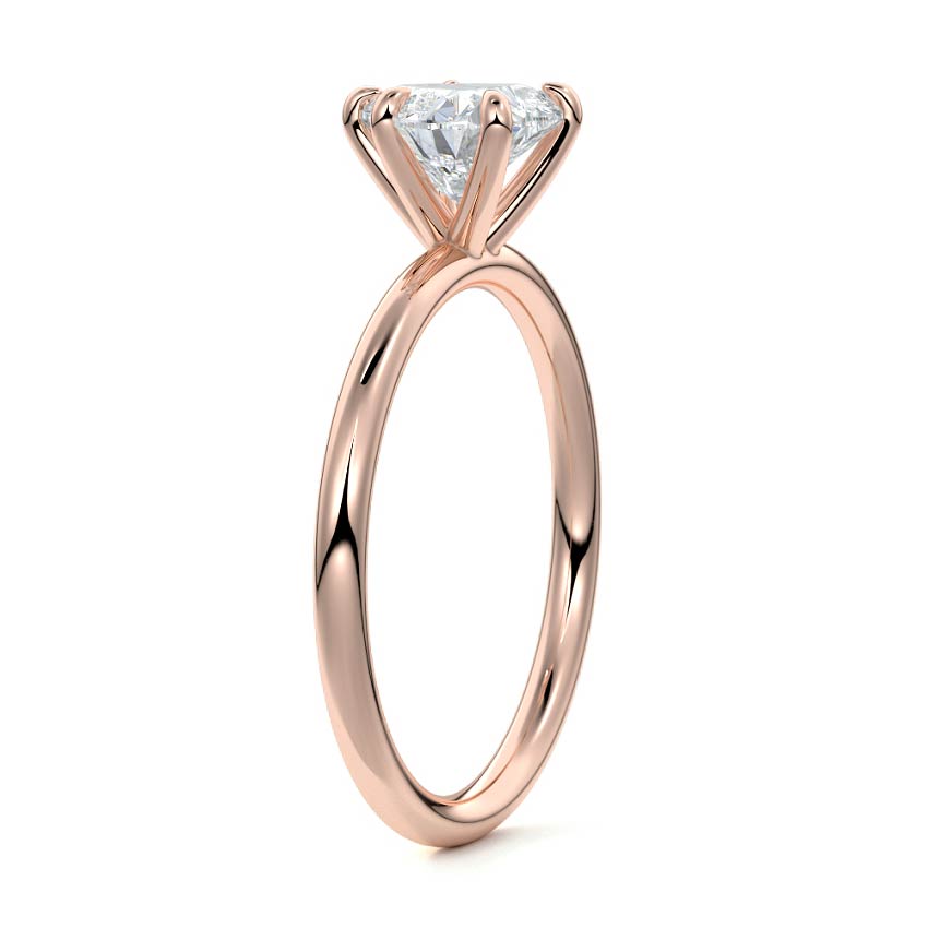 Rose gold Heart Diamond Solitaire Engagement Ring with Twisted Cathedral Setting