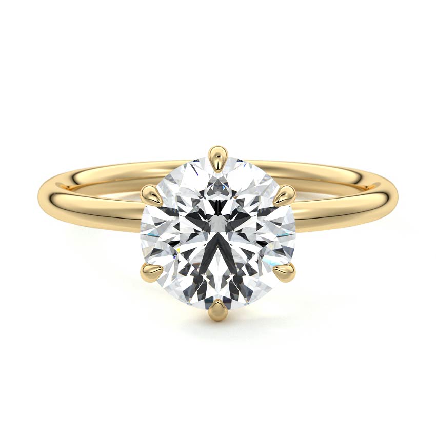Yellow gold Round Diamond Solitaire Engagement Ring with Twisted Cathedral Setting