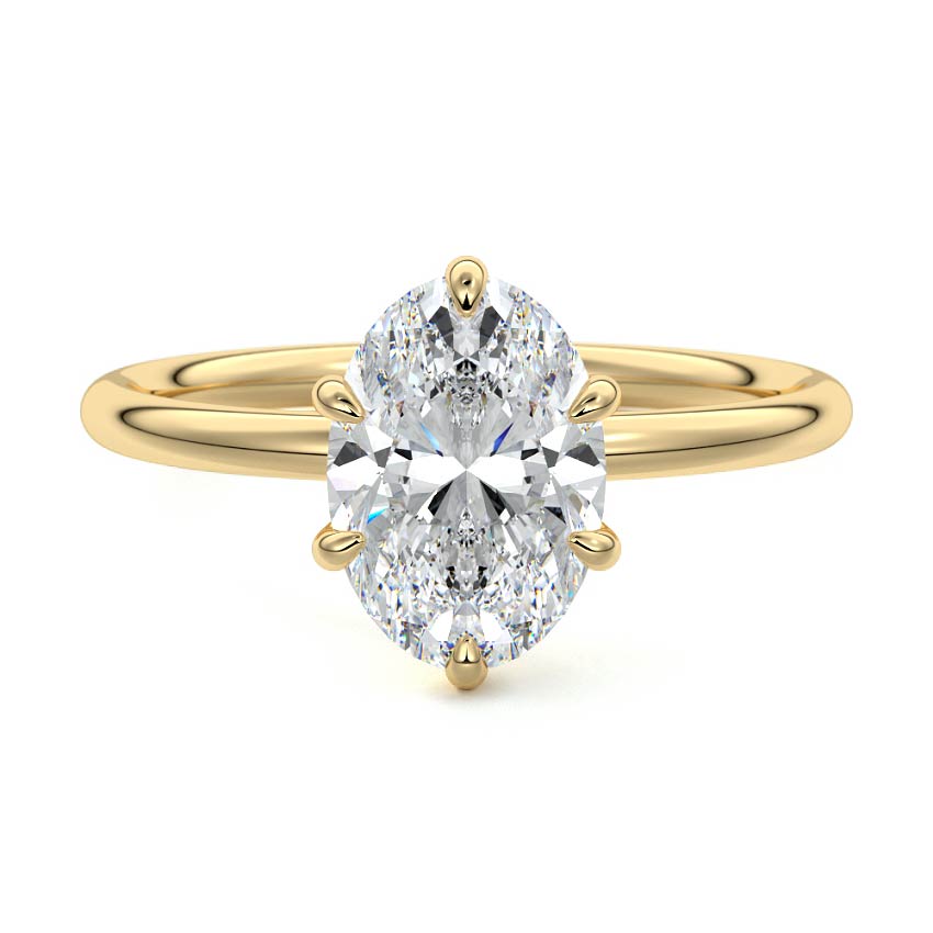 Yellow gold Oval Diamond Solitaire Engagement Ring with Twisted Cathedral Setting