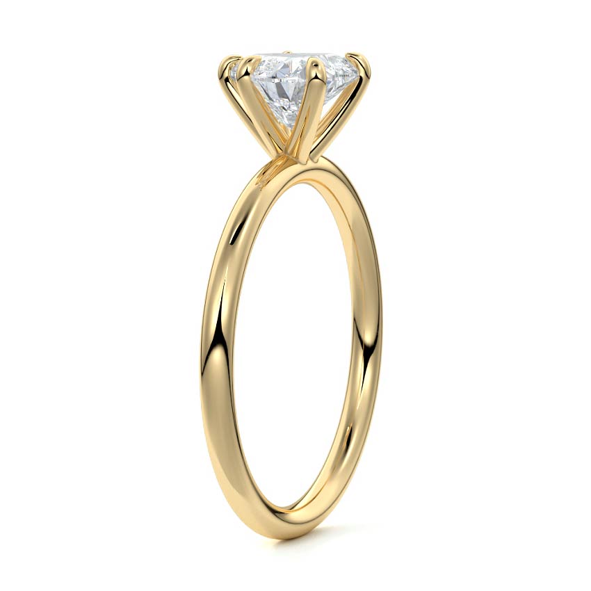 Yellow gold Heart Diamond Solitaire Engagement Ring with Twisted Cathedral Setting