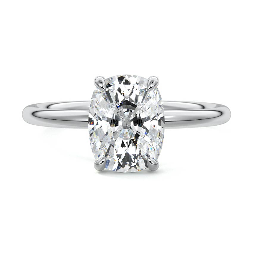 White gold Cushion Diamond Solitaire Engagement Ring with Twisted Cathedral Setting