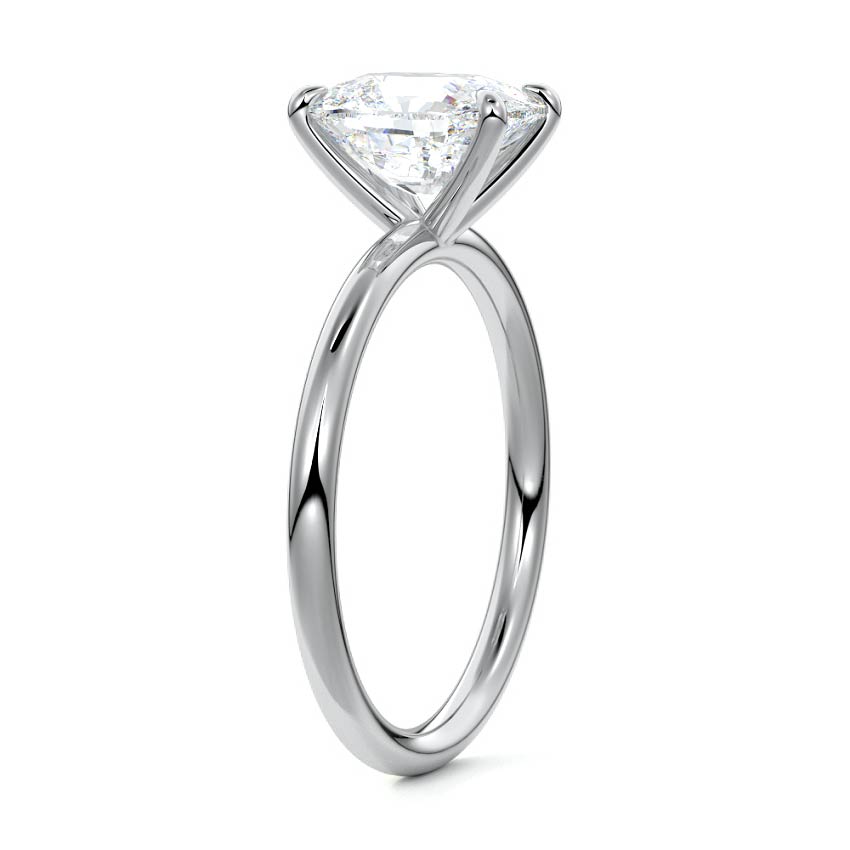 White gold Cushion Diamond Solitaire Engagement Ring with Twisted Cathedral Setting