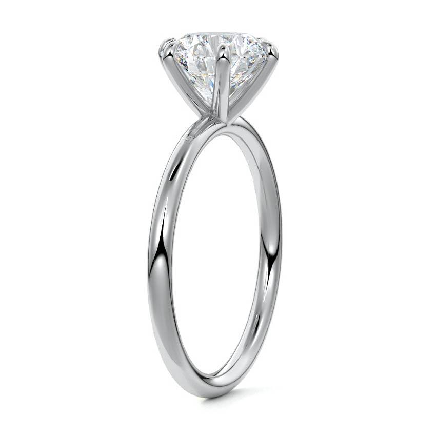 Silver Round Diamond Solitaire Engagement Ring with Twisted Cathedral Setting