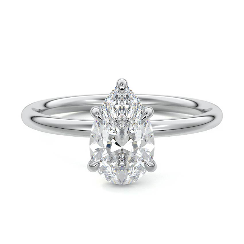 Platinum Pear Diamond Solitaire Engagement Ring with Twisted Cathedral Setting