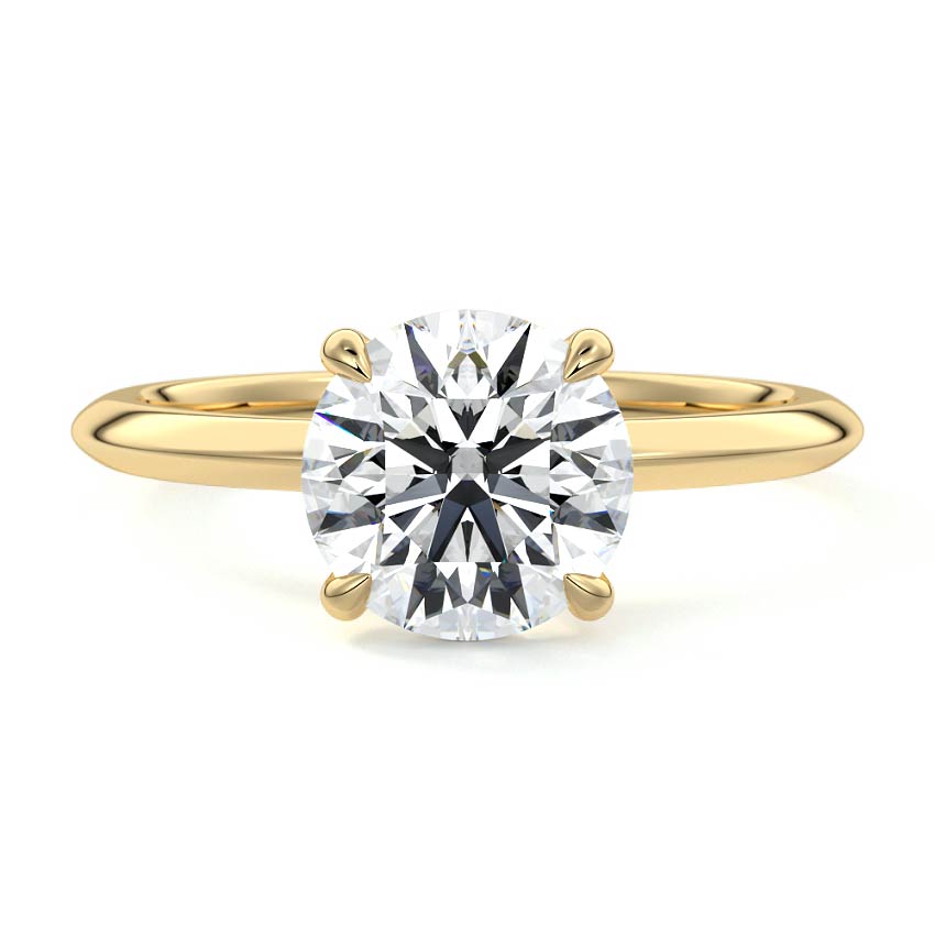 Yellow gold Round Diamond Solitaire Engagement Ring with Sculpted Cathedral Setting