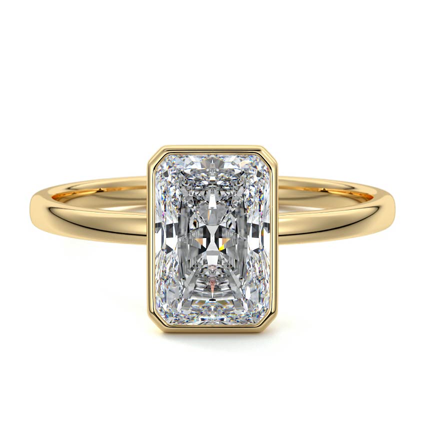 Yellow gold Radiant Diamond Solitaire Engagement Ring