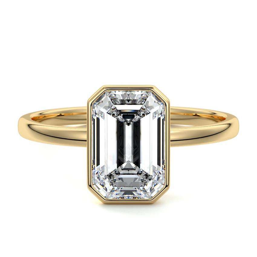 Yellow gold Emerald Diamond Solitaire Engagement Ring