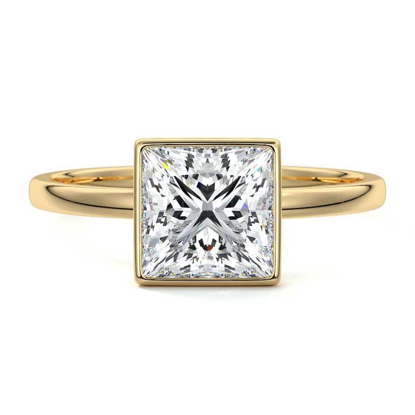 Yellow gold Princess Diamond Solitaire Engagement Ring