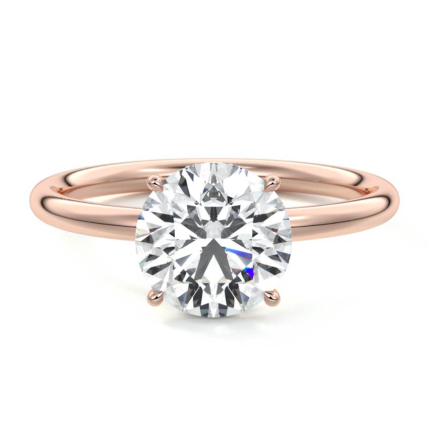Rose gold Round Diamond Solitaire with Hidden Halo
