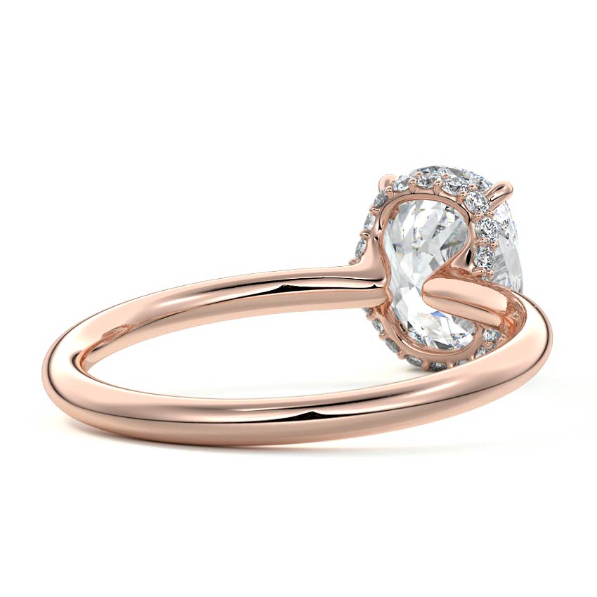 Rose gold Cushion Diamond Solitaire with Hidden Halo