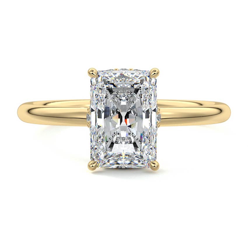 Yellow gold Radiant Diamond Solitaire with Hidden Halo