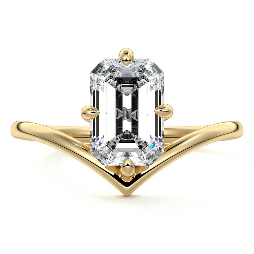 Yellow gold Emerald Diamond Solitaire Engagement Ring