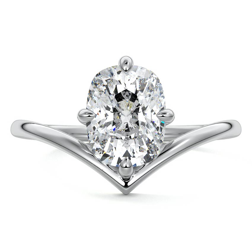 Silver Cushion Diamond Solitaire Engagement Ring