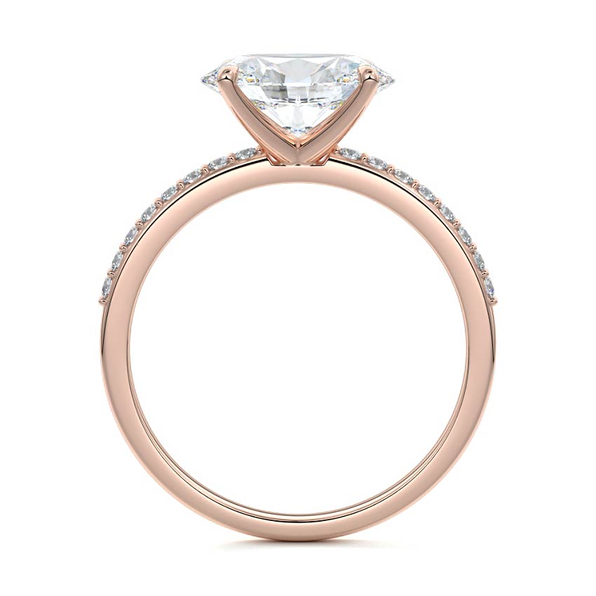 Rose gold Oval Diamond Solitaire Engagement Ring with Pavé Shank