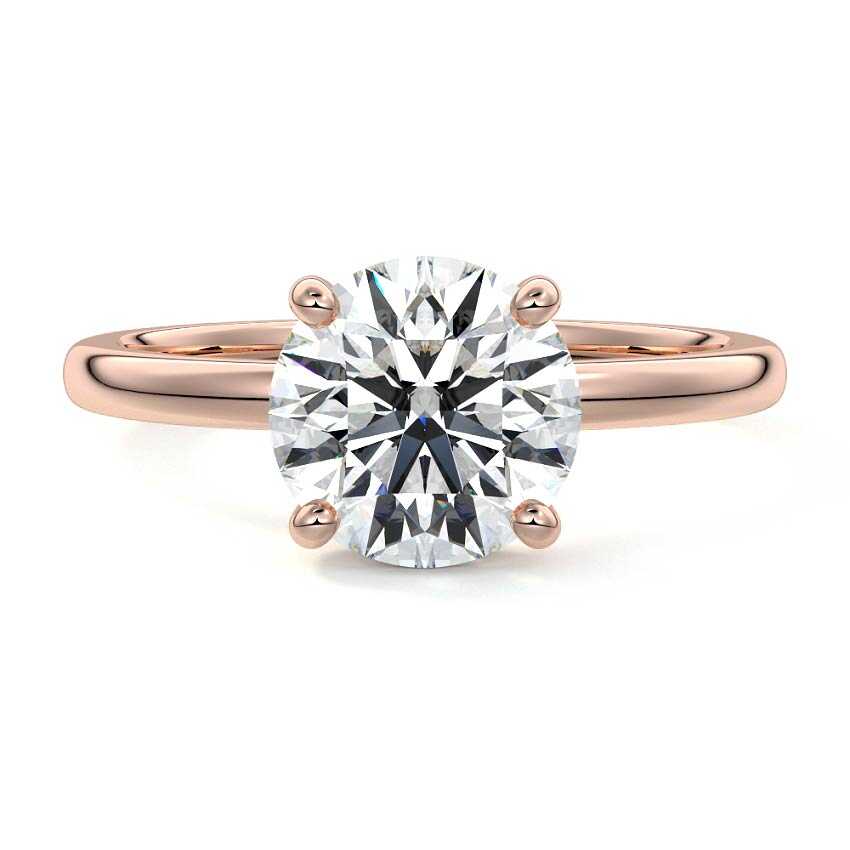 Rose gold Round Diamond Solitaire Engagement Ring with Hidden Halo