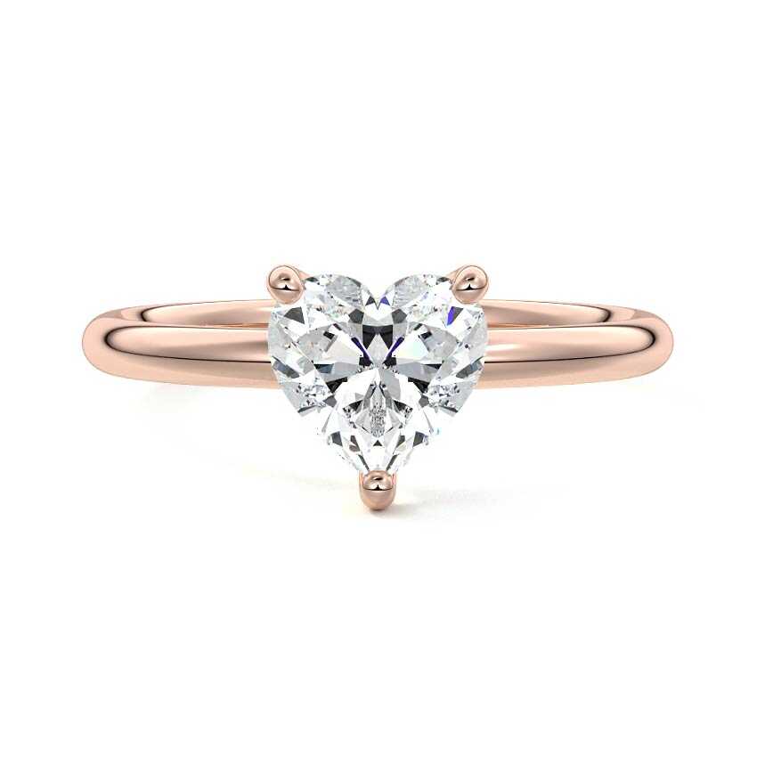 Rose gold Heart Diamond Solitaire Engagement Ring with Low-Profile Basket Setting