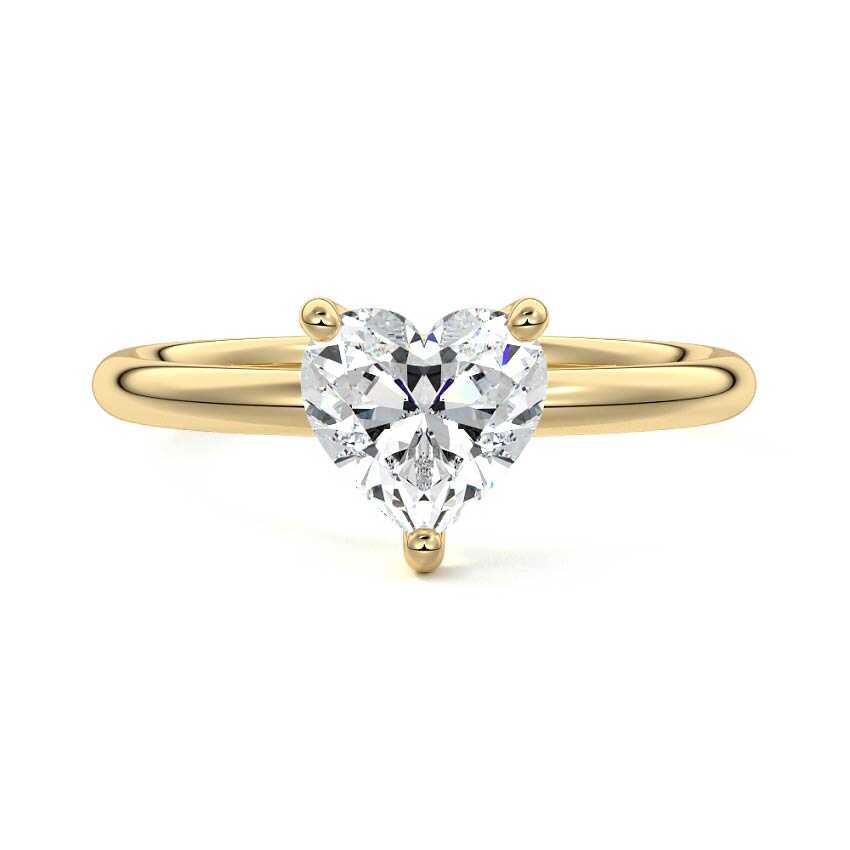 Yellow gold Heart Diamond Solitaire Engagement Ring with Low-Profile Basket Setting