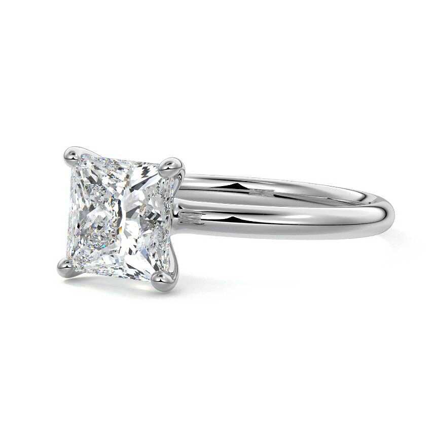 Platinum Princess Diamond Solitaire Engagement Ring with Low-Profile Basket Setting