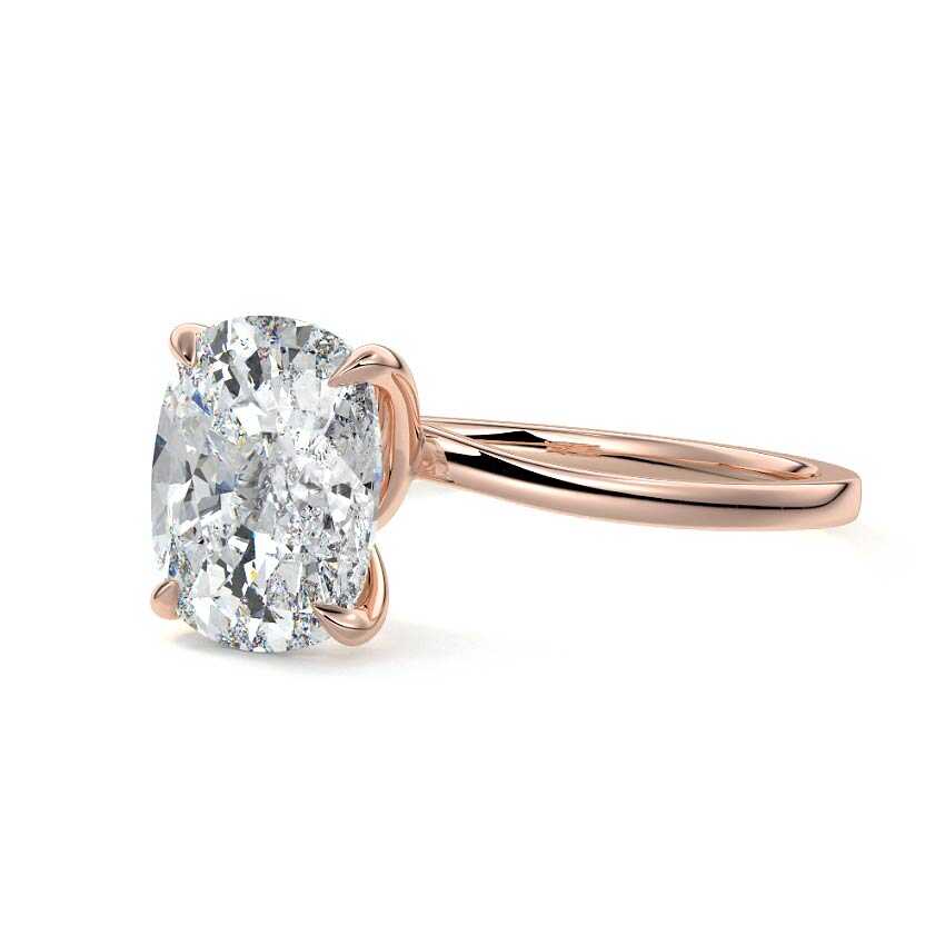 Rose gold Cushion Diamond Solitaire Engagement Ring