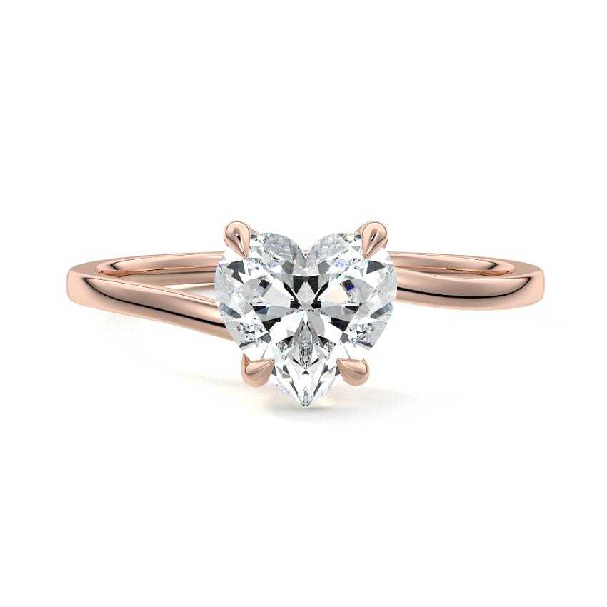 Rose gold Heart Diamond Solitaire Engagement Ring