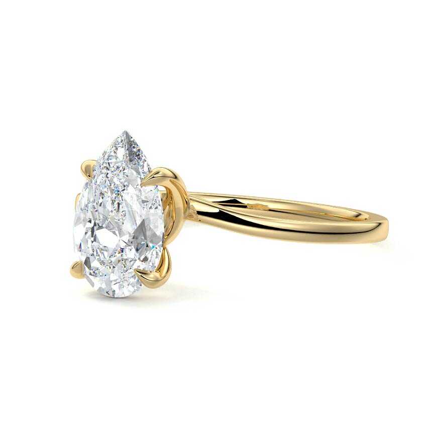 Yellow gold Pear Diamond Solitaire Engagement Ring