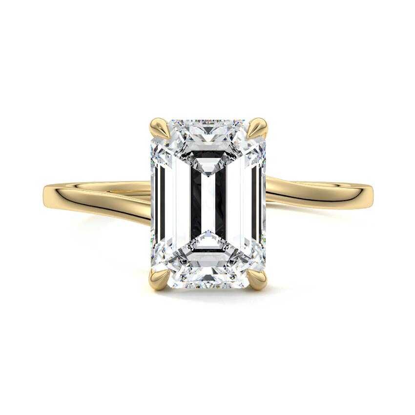Yellow gold Emerald Diamond Solitaire Engagement Ring