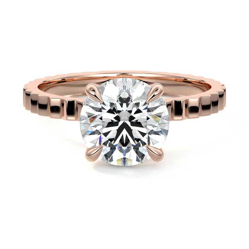Rose gold Round Diamond Solitaire Engagement Ring with Textured Band