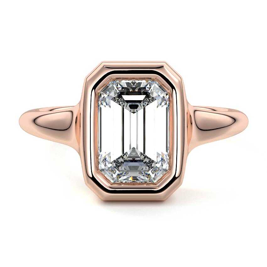 Rose gold Emerald Diamond Solitaire Engagement Ring