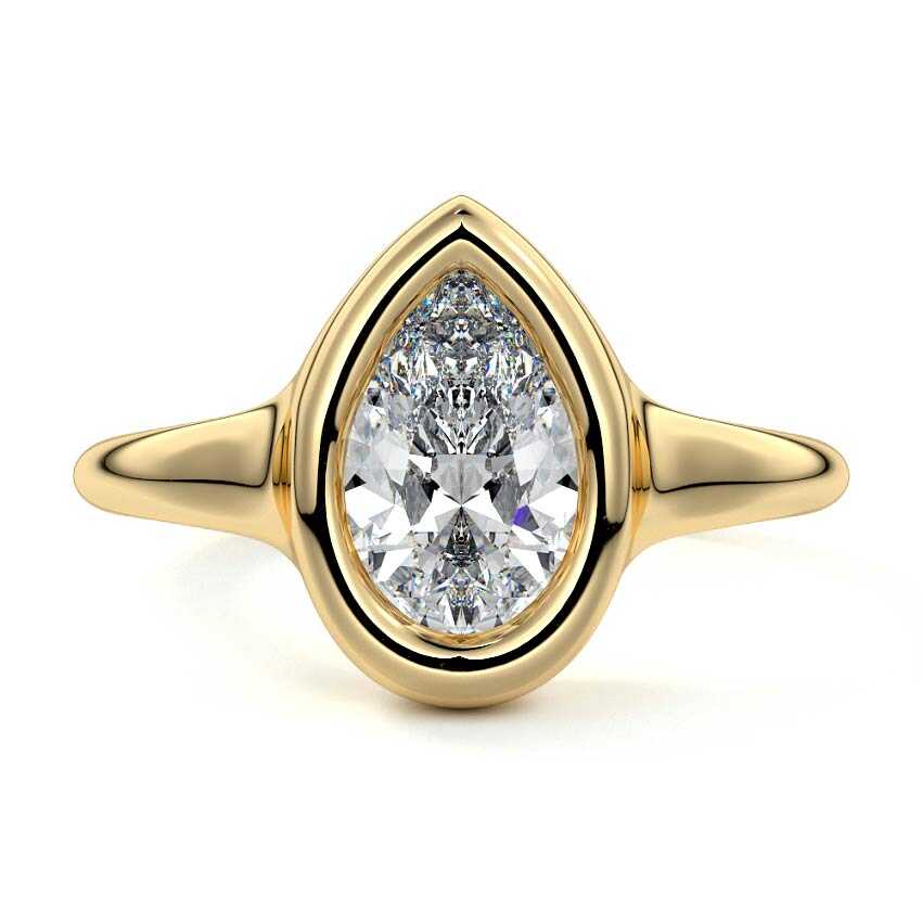 Yellow gold Pear Diamond Solitaire Engagement Ring
