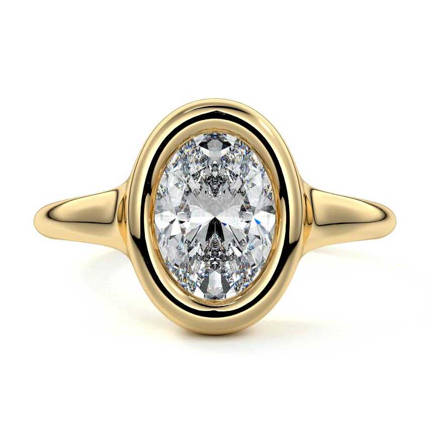 Yellow gold Oval Diamond Solitaire Engagement Ring