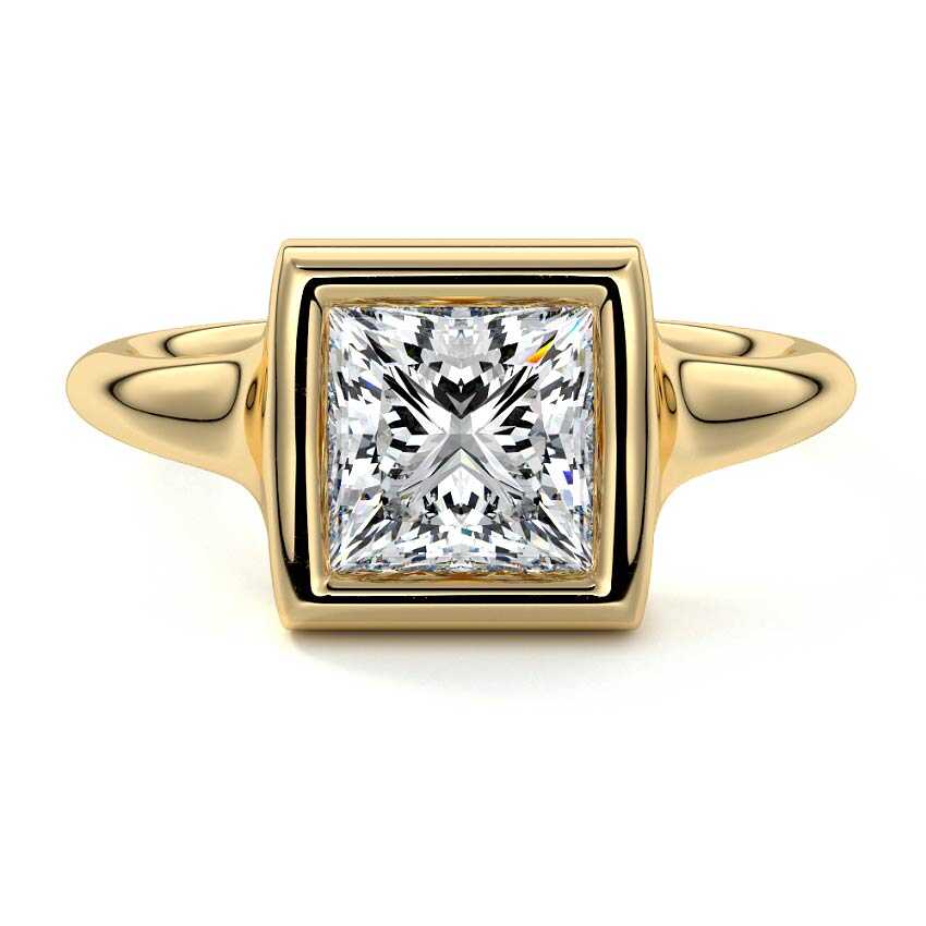 Yellow gold Princess Diamond Solitaire Engagement Ring