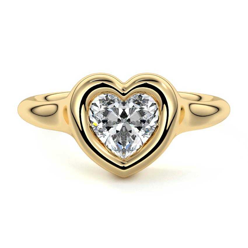 Yellow gold Heart Diamond Solitaire Engagement Ring