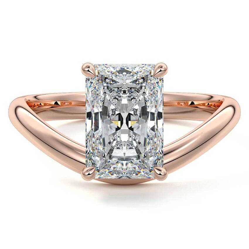 Rose gold Radiant Diamond Solitaire Engagement Ring