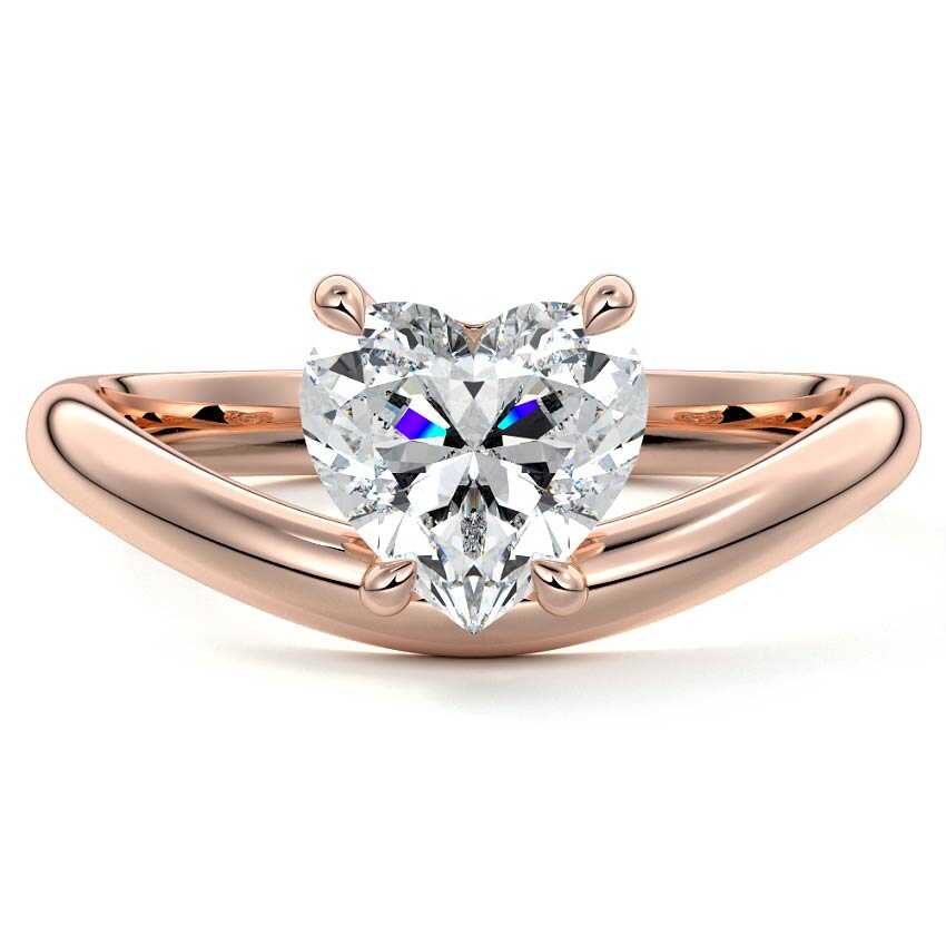 Rose gold Heart Diamond Solitaire Engagement Ring