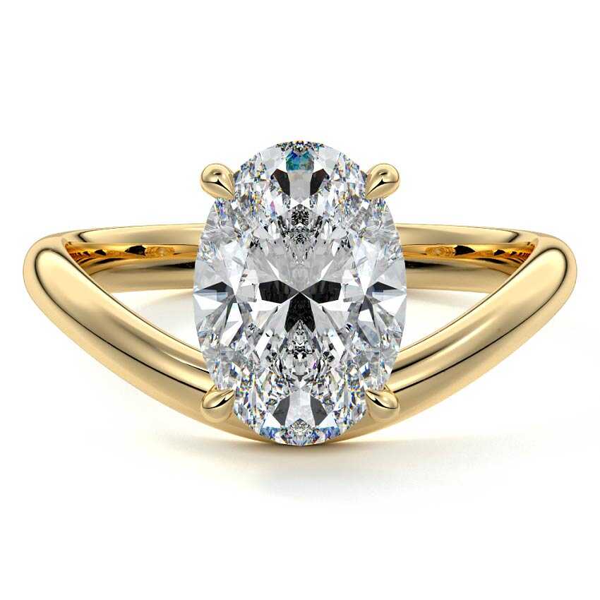 Yellow gold Oval Diamond Solitaire Engagement Ring