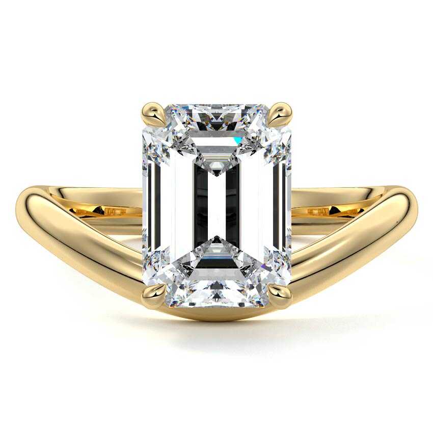 Yellow gold Emerald Diamond Solitaire Engagement Ring