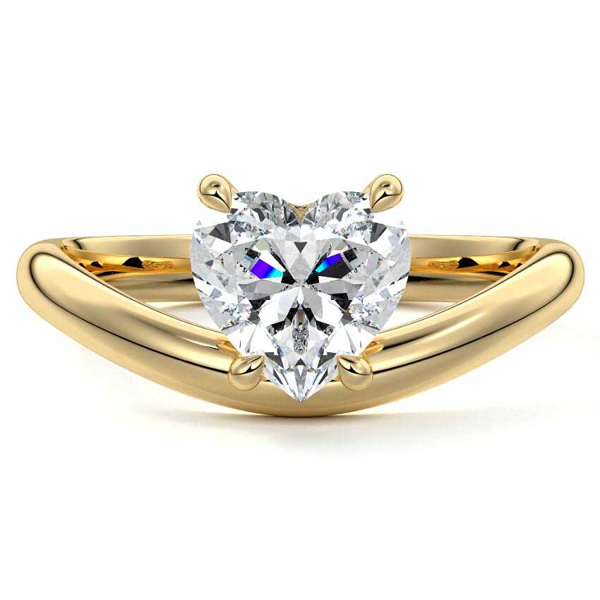 Yellow gold Heart Diamond Solitaire Engagement Ring