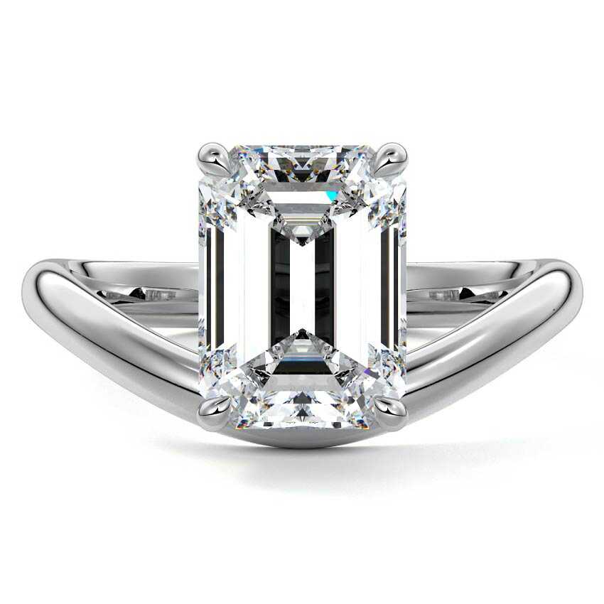 White gold Emerald Diamond Solitaire Engagement Ring