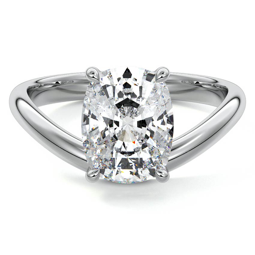 White gold Cushion Diamond Solitaire Engagement Ring